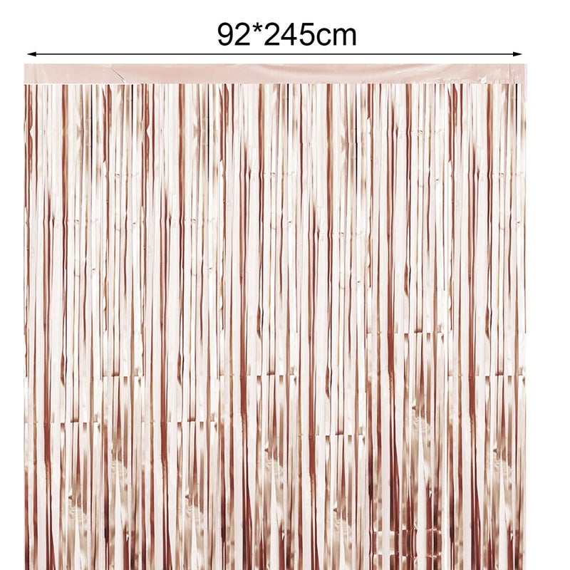 CCINEE Metallic Tinsel Champagne 2 Packs of 3ftX8ft Foil Fringe Curtains for Birthday Party Photo Backdrop Decoration by CCINEE - Image 2
